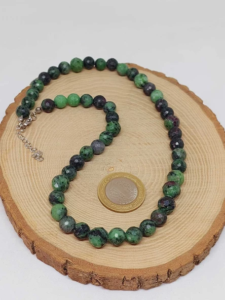 Parlayan Yıldızlar Serisi Anyolit (Rubizoit - Rubyzoisit) Taşı Tasarım Kolye - Resim 3