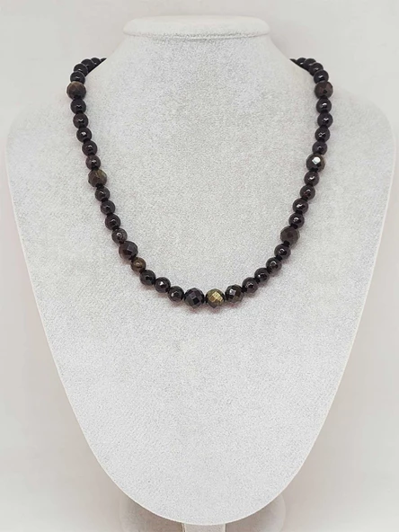 Parlayan Yıldızlar Serisi Golden Obsidyen Taşı Tasarım Kolye - Resim 2