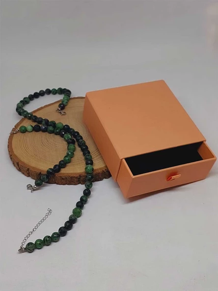 Parlayan Yıldızlar Serisi Anyolit (Rubizoit – Rubyzoisit) Taşı Kolye & Bileklik Seti - Resim 3