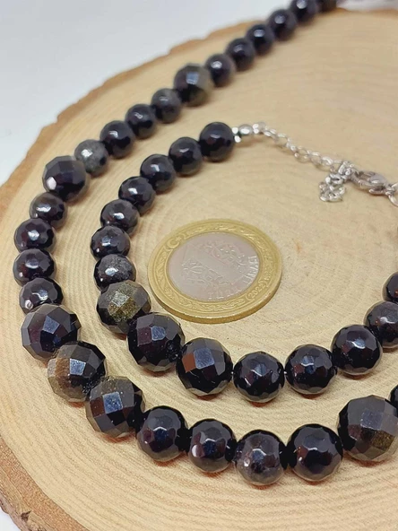 Parlayan Yıldızlar Serisi Golden Obsidyen Taşı Kolye & Bileklik Seti - Resim 4