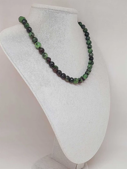 Parlayan Yıldızlar Serisi Anyolit (Rubizoit - Rubyzoisit) Taşı Tasarım Kolye - Resim 4