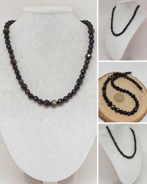 Parlayan Yıldızlar Serisi Golden Obsidyen Taşı Tasarım Kolye ürün görseli