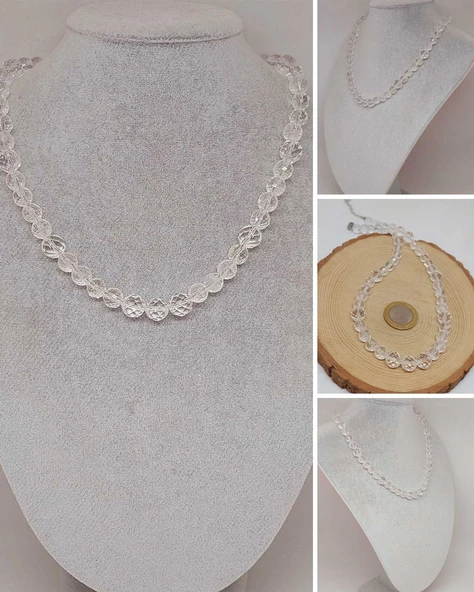 Parlayan Yıldızlar Serisi Kristal Kuvars Taşı Tasarım Kolye ürün görseli