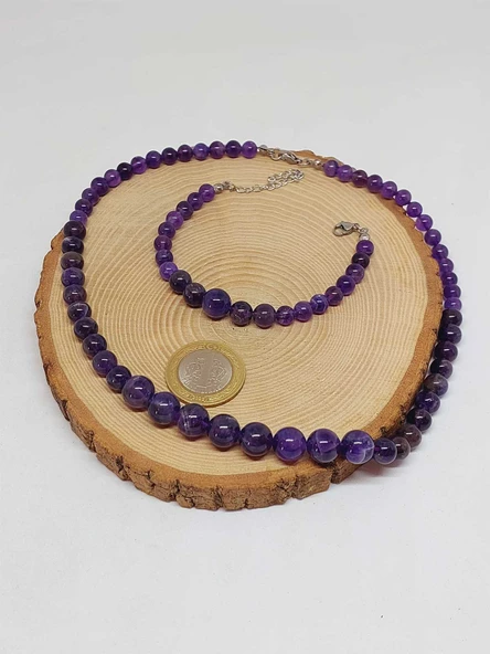 Galaksi Serisi Ametist Taşı Kolye & Bileklik Seti - Resim 7