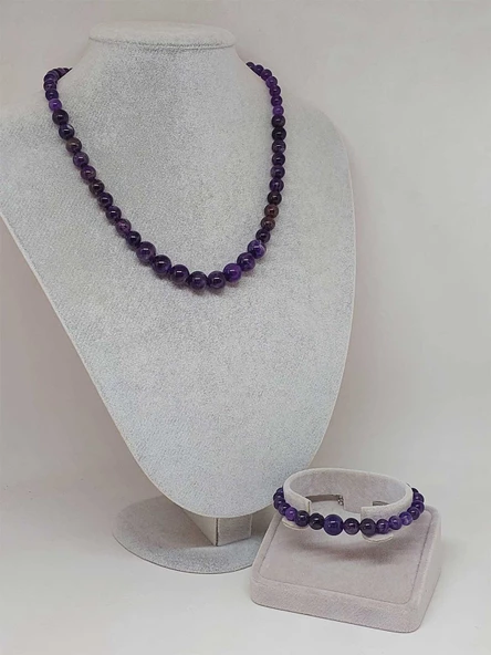 Galaksi Serisi Ametist Taşı Kolye & Bileklik Seti - Resim 2