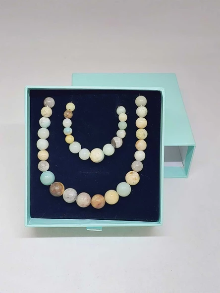 Galaksi Serisi Amazonit Taşı Kolye & Bileklik Seti - Resim 5