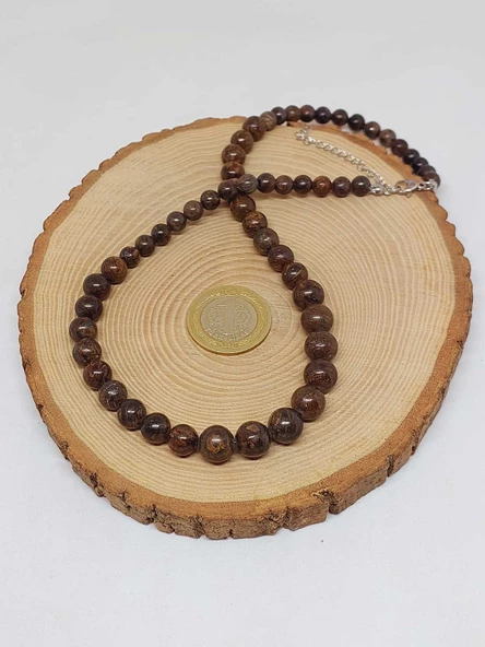 Galaksi Serisi Bronzit Taşı Tasarım Kolye - Resim 3