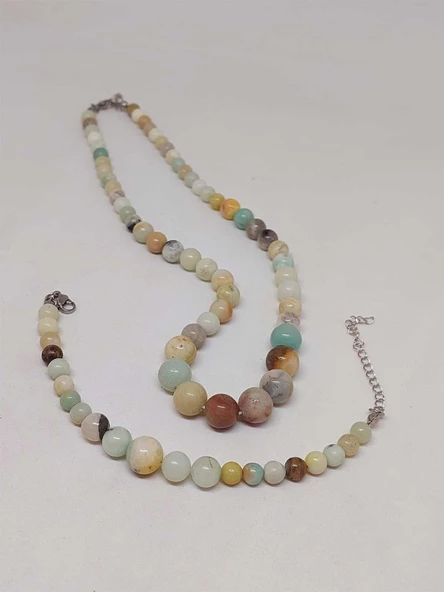 Galaksi Serisi Amazonit Taşı Kolye & Bileklik Seti - Resim 6