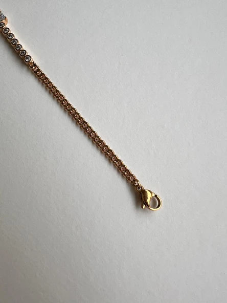 BAGET TEK TAŞ BILEKLIK ALTIN KAPLAMA 18K - 3