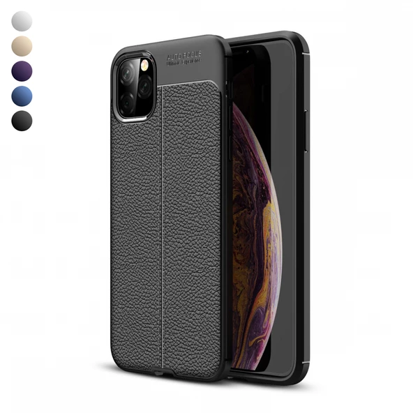 iPhone 11 Pro Kılıf Focus Deri Desen Silikon Arka Kapak