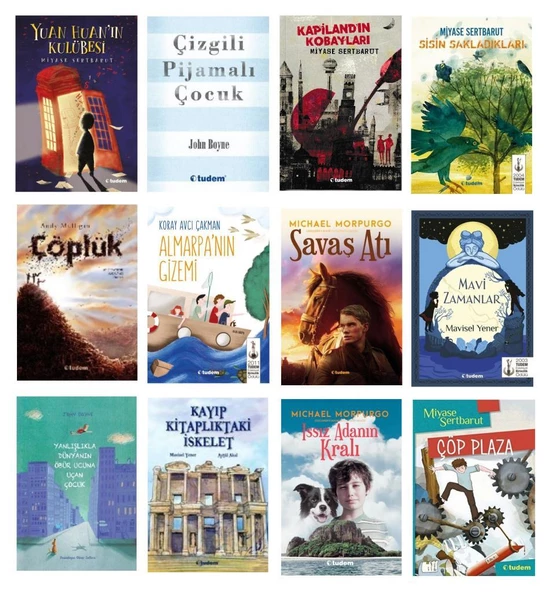 Tudem Okul Kitaplığım Set 12 Kitap (Mavisel Yener + John Boyne + Miyase Sertbarut + Koray Avcı)