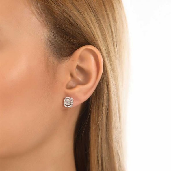 Pırlanta Efektli Baget Küpe 15-25 - Resim 2