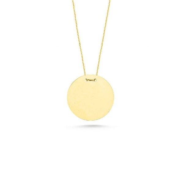 14 Ayar Sade Altın Plaka Kolye - Resim 2