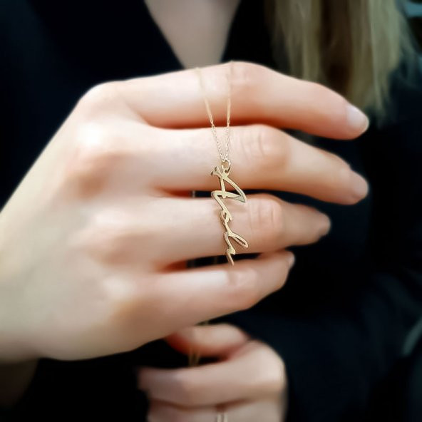 14 Ayar Altın İsim Kolye - Resim 4