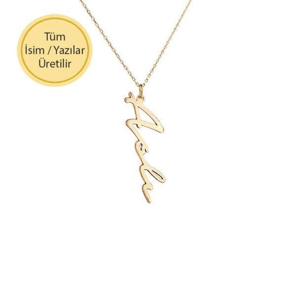 14 Ayar Altın İsim Kolye - Resim 5