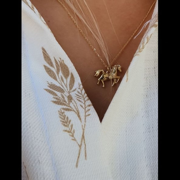 14 Ayar Altın At Figürlü Kolye - Resim 2