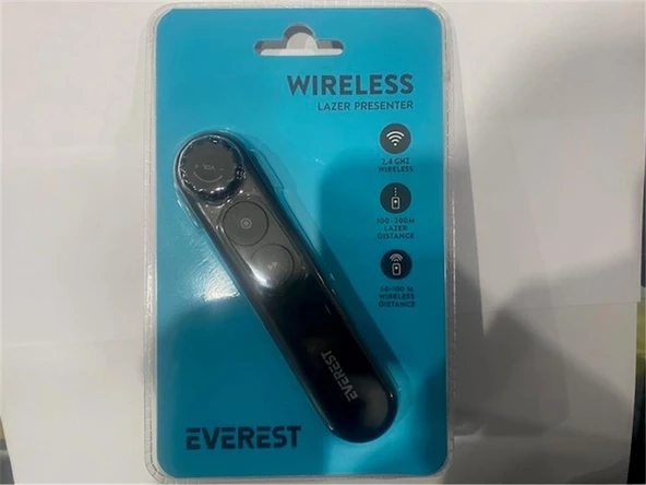 Everest TBA-12 2.4Ghz Kablosuz Type C Profesyonel Sunum Cihazı 100-200 Metre Lazer 50-100 Metre Wıreless