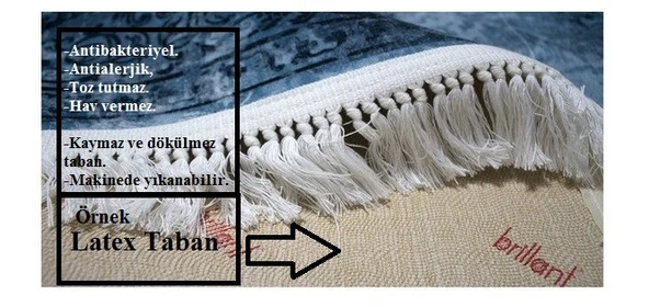 Brillant İpek Latex Kaymaz Taban Halı-ÖMÜR HJ11620.801-(90x300) - 3