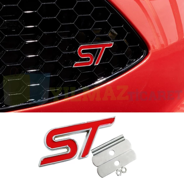 FORD ST 3D METAL VİDALI  ÖN PANJUR  AMBLEM (KIRMIZI GÜMÜŞ) ürün görseli