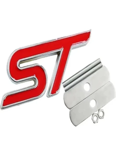 FORD ST 3D METAL VİDALI  ÖN PANJUR  AMBLEM (KIRMIZI GÜMÜŞ) - Resim 3
