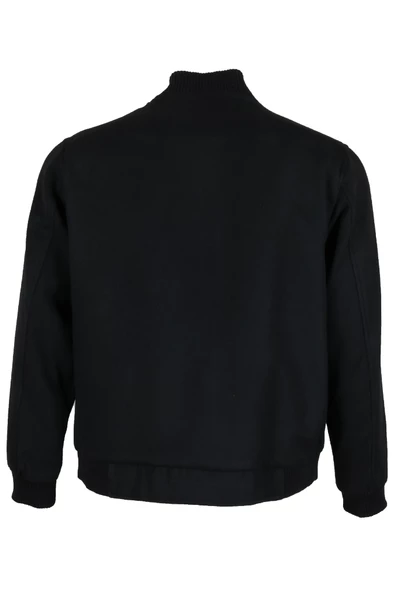 Erkek Kaşe Kumaş Kolej Yaka Kışlık Siyah Pilot Mont RAR01267 - 8