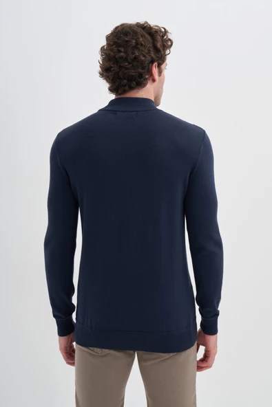 Cazador 24KCEEO03603 İndigo Erkek Boğaz Ve Bilekten Lastikli Bisiklet Yaka Yarım Boğazlı Kazak - 3