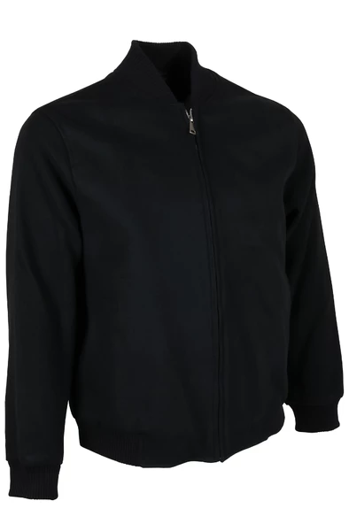 Erkek Kaşe Kumaş Kolej Yaka Kışlık Siyah Pilot Mont RAR01267 - 2