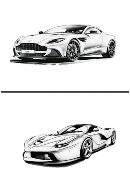 Spor Arabaları BOYAMA Kitabı (Gri TONLAMALI Spiralli 100 Boyama) - 5