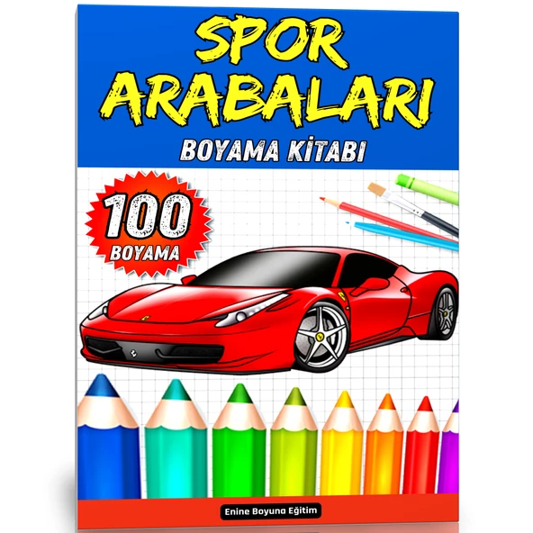 Spor Arabaları BOYAMA Kitabı (Gri TONLAMALI Spiralli 100 Boyama)