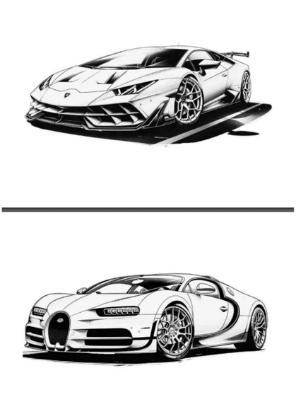 Spor Arabaları BOYAMA Kitabı (Gri TONLAMALI Spiralli 100 Boyama) - 4