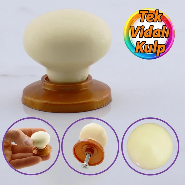 Kamelya Kulp Krem Polimer Düğme Kulp Bakır Tablalı Mobilya Mutfak Dolabı Çekmece Kulbu Kulpları ürün görseli 1
