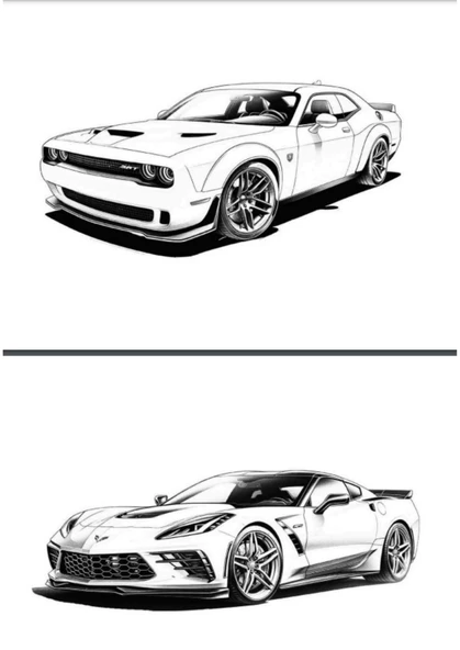 Spor Arabaları BOYAMA Kitabı (Gri TONLAMALI Spiralli 100 Boyama) - 3