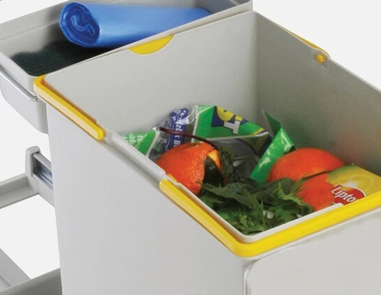 Çelik Ayna Teleskopik Raylı Dolap İçi Çöp Kovası+Poşetlik 16+1 Litre - 10