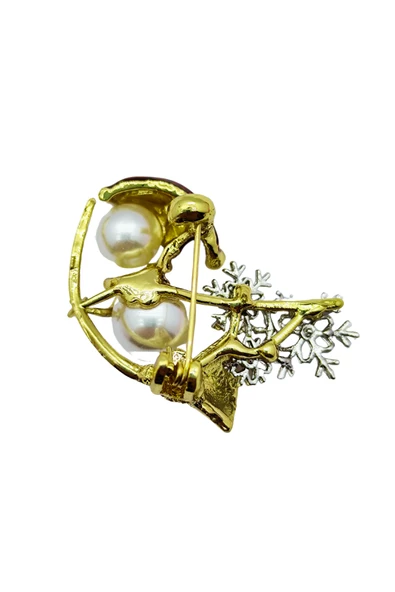 Yılbaşı Kar Tanesi ve İnci Detaylı Broş - Resim 4