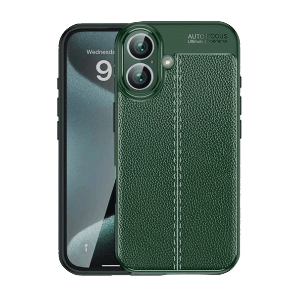 iPhone 16 Kılıf Focus Deri Desen Silikon Arka Kapak - 7