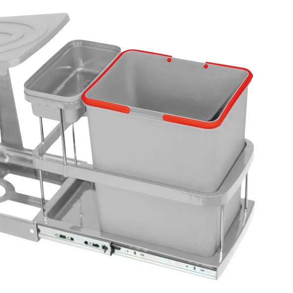 Çelik Ayna Teleskopik Raylı Dolap İçi Çöp Kovası+Poşetlik 16+1 Litre - 7