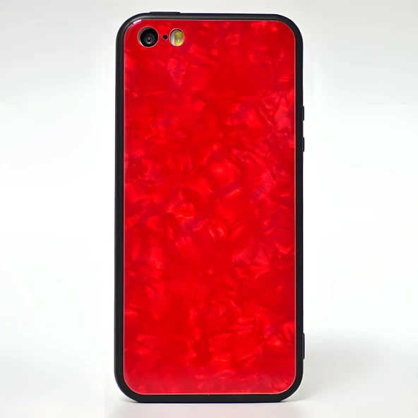 iPhone 5 Kılıf Mermer Desenli Marbel Cam Silikon Kılıf - Resim 4