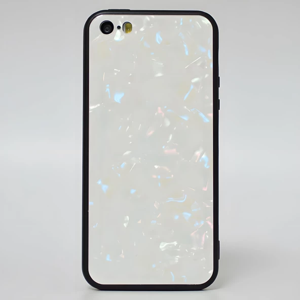 iPhone 5 Kılıf Mermer Desenli Marbel Cam Silikon Kılıf - Resim 3