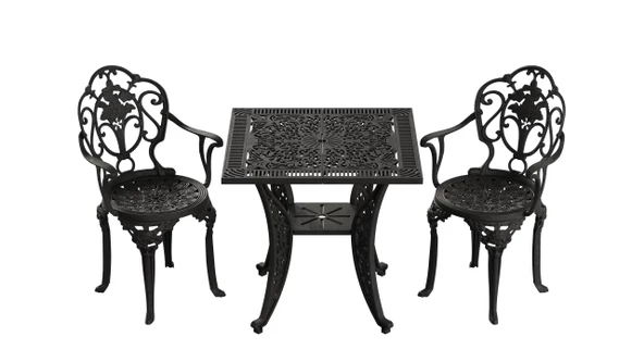 Ferforje görünümlü Plastik Kare Isparta Masa Sandalye Takımı 1 Masa 2 Sandalye Balkon, Bahçe Mobilyası - 9