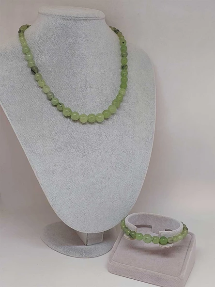 Galaksi Serisi Prehnit (Prinayt) Taşı Kolye & Bileklik Seti - Resim 2