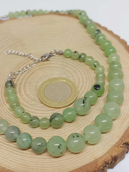 Galaksi Serisi Prehnit (Prinayt) Taşı Kolye & Bileklik Seti - Resim 4