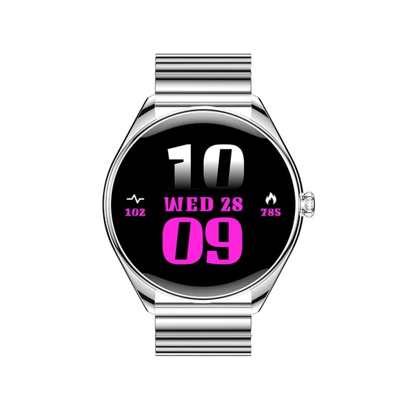 Logia Ultra Thin Akıllı Saat Yuvarlak Çelik Kasa Metal Kordon - 6