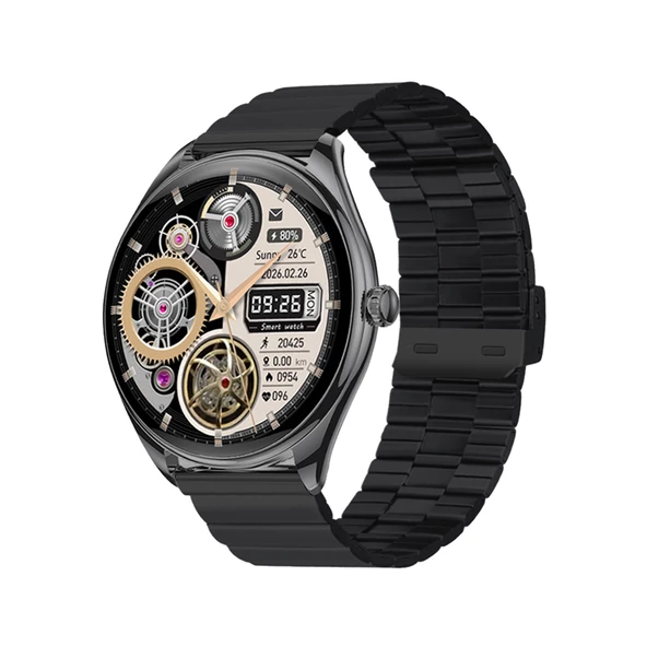 Logia Ultra Thin Akıllı Saat Yuvarlak Çelik Kasa Metal Kordon - 2