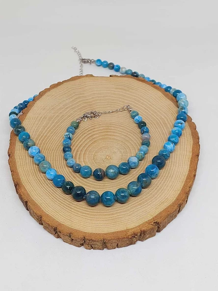 Galaksi Serisi Apatit Taşı Kolye & Bileklik Seti - Resim 7