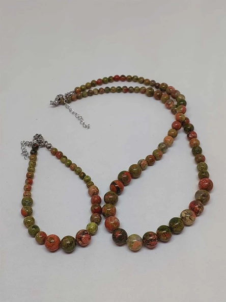 Galaksi Serisi Unakit Taşı Kolye & Bileklik Seti - Resim 5