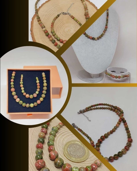 Galaksi Serisi Unakit Taşı Kolye & Bileklik Seti ürün görseli 1