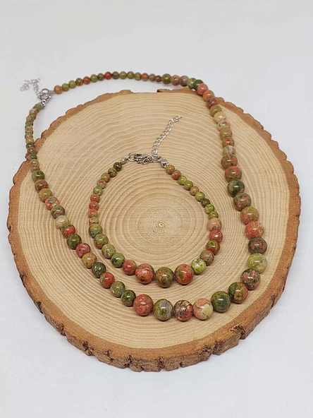 Galaksi Serisi Unakit Taşı Kolye & Bileklik Seti - Resim 7