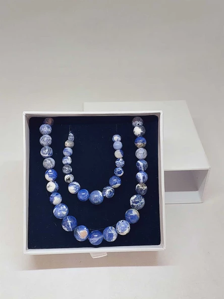 Galaksi Serisi Sodalit Taşı Kolye & Bileklik Seti - Resim 6