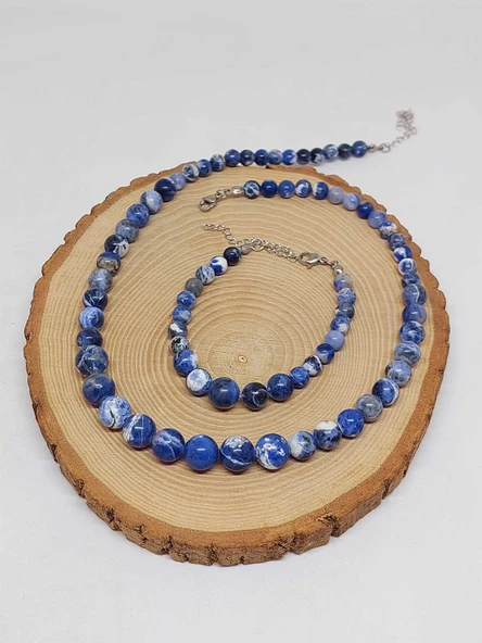 Galaksi Serisi Sodalit Taşı Kolye & Bileklik Seti - Resim 7