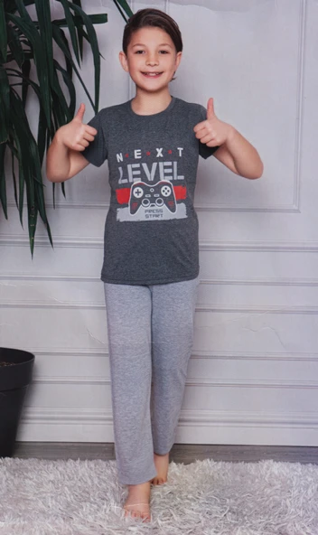 Kısa Kol Tişört  , Uzun Pantolon Erkek Çocuk Pijama M00672 - 12